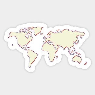 Minimalistic Pastel Pink World Map Sticker